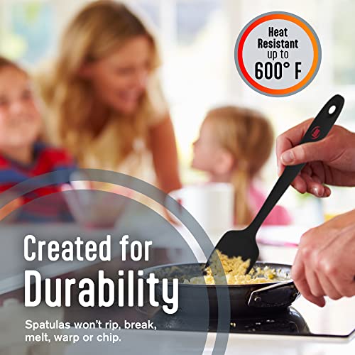 Silicone Spatula Set (4 Pcs + Tongs Black)
