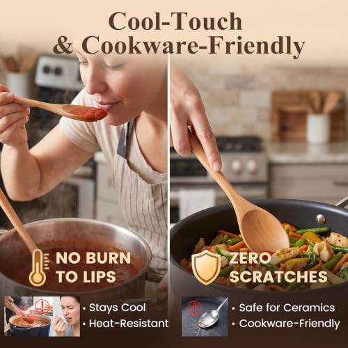 Wooden Spoons for Cooking (9 Inch - 6PCS)