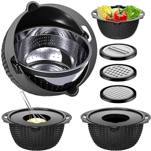4 1 Colander with Bowl Set (Black)