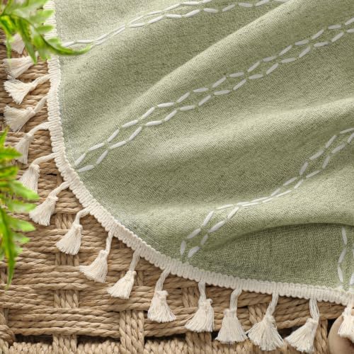 Sage Green Boho Light Filtering Curtains 84 Inch 2 Panels with Tassels (Light Filtering Sage Green / 52"W x 84"L (Pack of 2))