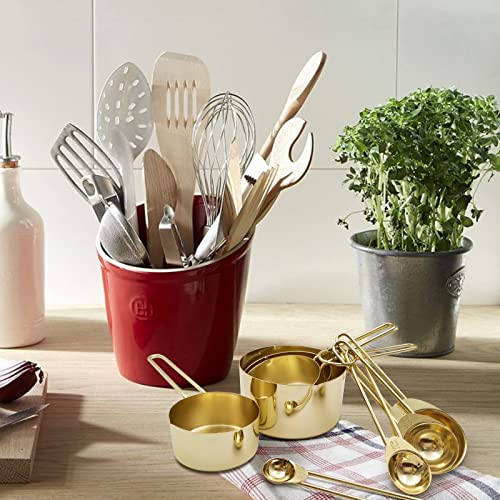 Gold Measuring Cups and Spoons Set of 8 pcs (Gold)