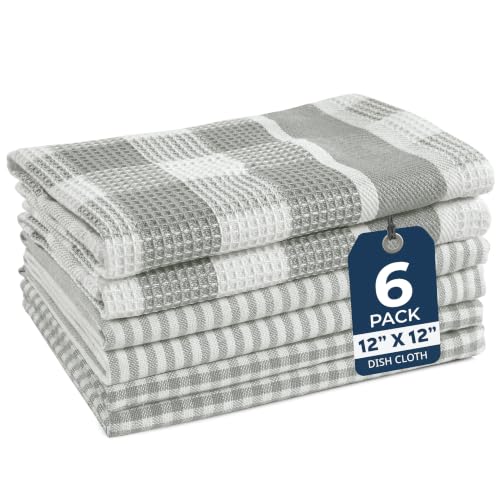 Cotton Dish Towels (12"x12" - 6 Pack / Grey)