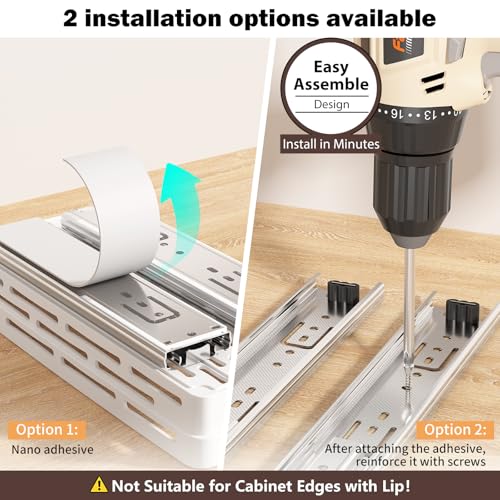 Pull Out Spice Rack Organizer for Cabinet (White / 3 Pack)