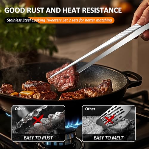 12" Stainless Steel Tongs (Straight clamp+curved clamp)