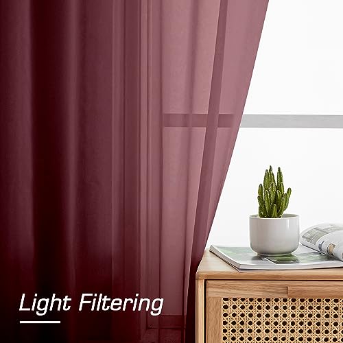 Burgundy Sheer Curtains for Bedroom (40"W x 54"L (Pack of 2) / Burgundy)
