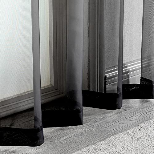 Black Sheer Curtains (Black / 42"W x 84"L (Pack of 2))