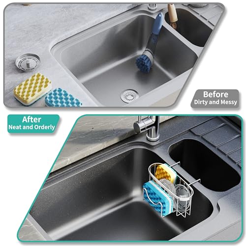 Sponge Holder for Kitchen Sink (Silver-only Hanging / with M-shaped Holder Only hanging)