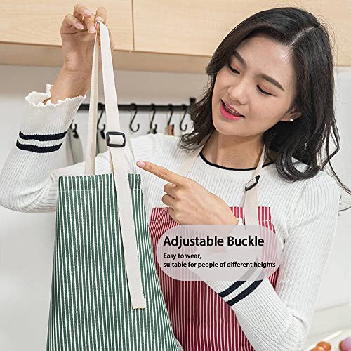 Women Kitchen Apron with Hand Wipe Pockets Adjustable Neck for Cooking Baking
