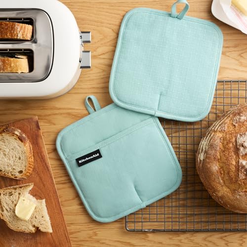 Gourmet Series Gridlines Pot Holders 2 (Mineral Water Aqua)