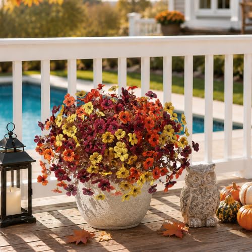 Artificial Fall Flowers Faux Mums (3 Fall Colors)