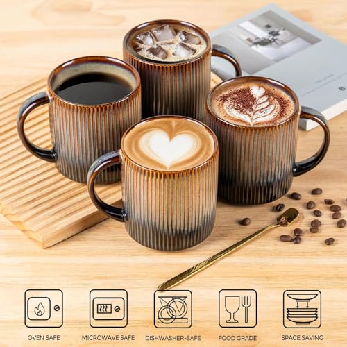 Ceramic Coffee Mugs Set of 4 (Cocoa Mocha / 14 OZ (Set of 4))