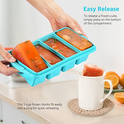 Silicone Freezer Tray With Lid (2Pack-Aqua)