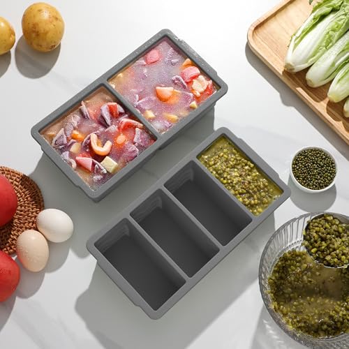 Silicone Freezer Trays with Lid for Soup (Dark Gray)
