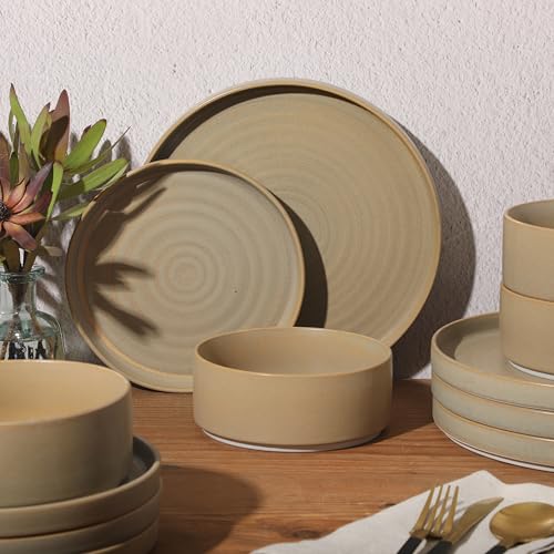 Echo Bay 12 Piece Porcelain Reactive Glaze (Green (Echo Bay) / Service for 4 (12pcs))