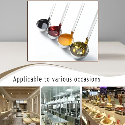 4 Pieces Stainless Steel Soup Ladle Metal Handle Ladle with Pouring Rim