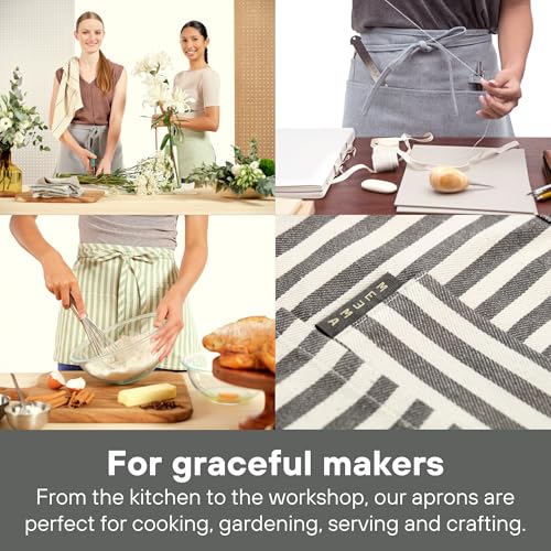 Chef Waist Aprons for Women with Pockets (Pro Chef Twill / Heavy Charcoal)