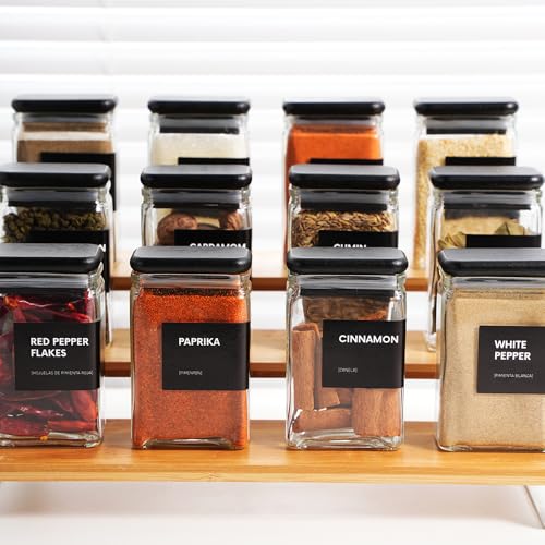 Glass Storage Jars with Bamboo Lid (Black)