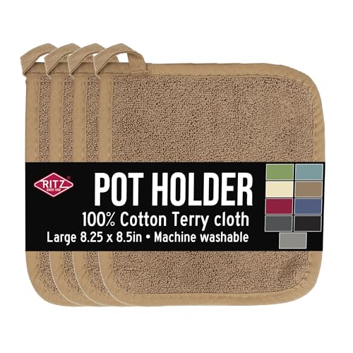 Terry Potholder & Hot Pad (4-Pack / Mocha Brown)