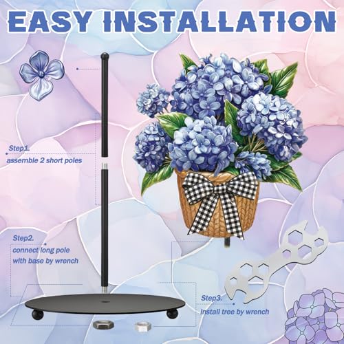 Blue Hydrangea Paper Towel Holder Summer Hydrangea Kitchen Decor Metal Flowers Paper Towel Holder Stand with Round Base for Summer Kitchen Bathroom Countertop Toilet Accessories (Hydrangea)