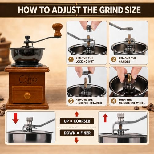 Vintage Wooden Manual Coffee Grinder (Flaxen)