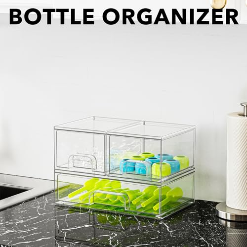 Bottle Storage Organizer Baby (7.8"H, 3 Pack, 2S1L / Clear)