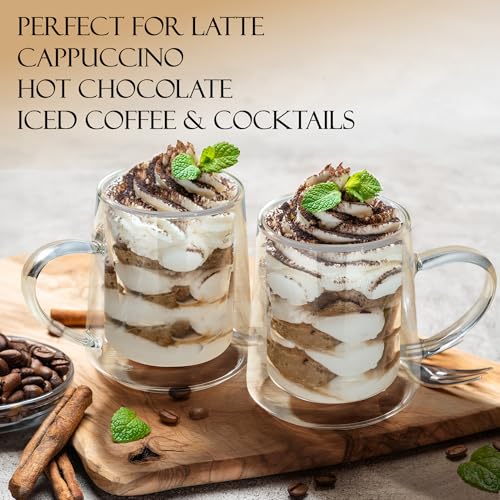 10.8oz Double Wall Glass Coffee Mugs (Clear mug-10.8oz)