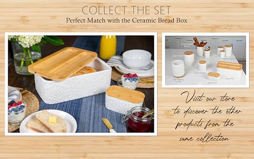 Ceramic Butter Dish with Airtight Bamboo Lid