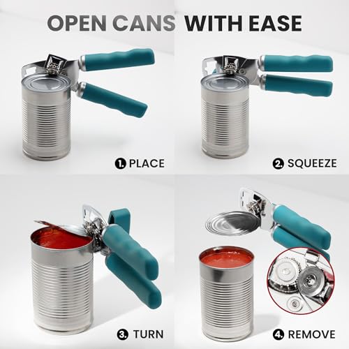 Manual Can Opener Heavy Duty Patented Stainless Steel (Emerald / Comfy Grip)