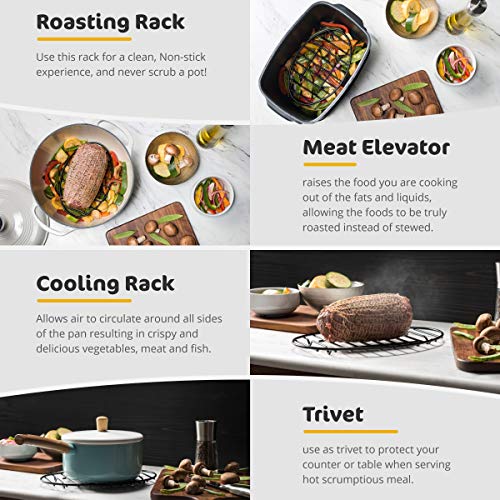 Black Oval Roasting Rack with Integrated Feet (12x8.5")
