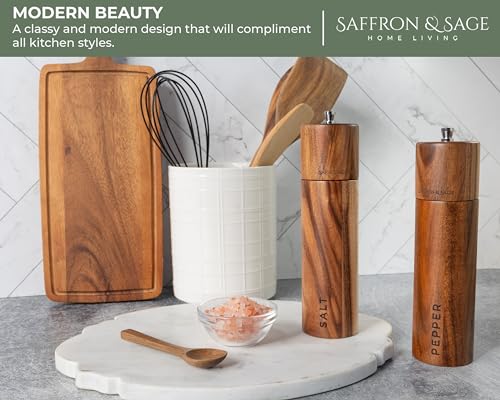 Saffron & Sage Premium Acacia Wood Salt and Pepper Grinder Set of 2