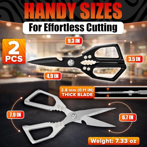 Stainless Steel Poultry Shears Set of 2 (Silver/Black)