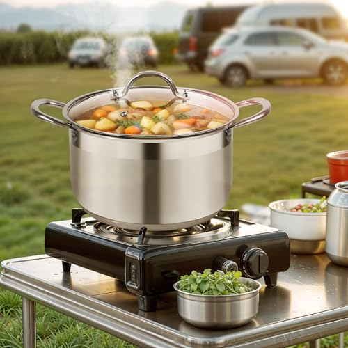 5 Quart Stainless Steel Induction Stock Pot with Visible Lid (5.3 Quarts)