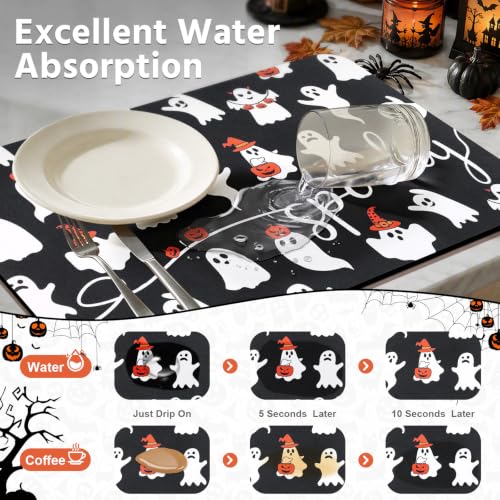 Ghost Halloween Dish Drying Mat (Halloween-Ghost / 12" X 20")