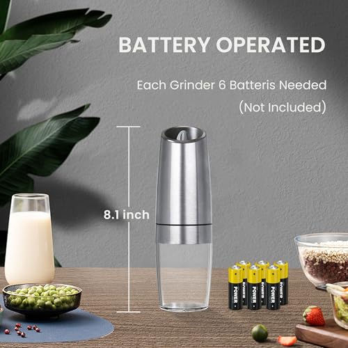 Battery Operated Salt And Pepper Grinder Set 1 Pack (Battery/1pc/Silver)