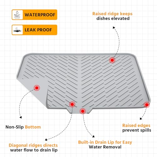 Silicone Dish Drying Mat with Built