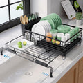 Adjustable Dish Drying Rack (Black / 15.6''-25.2''L × 16.9''W × 8.1''H)