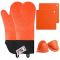 6pcs Silicone Oven Mitts and Pot Holders Sets for Kitchen (Orange)