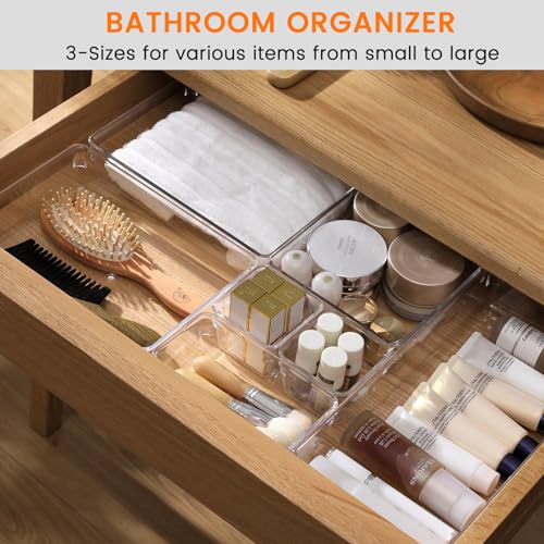 8 Pack Drawer Organizer for Kitchen Gadgets (8 Pack / Clear)