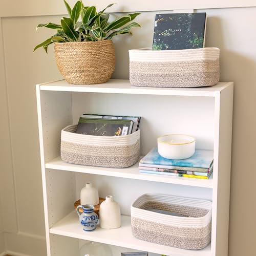 13.5”x8.5”x5.5” Storage Baskets for Shelves 3 Pack (3-Tone Brown / 13.5" x 8.5" x 5.5")