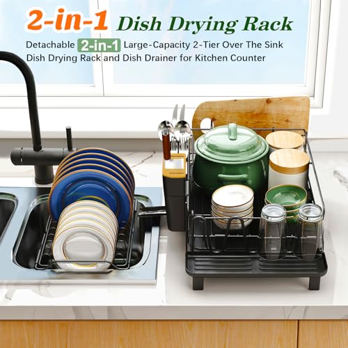 Large 2 Tier Dish Drying Rack for Kitchen Counter (2-Tier)