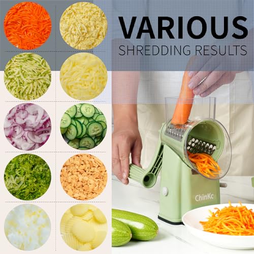 Upgrade Rotary Cheese Grater Shredder with Handle (Green)