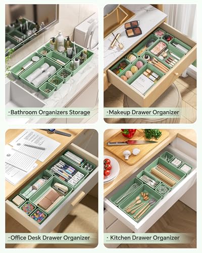 25 PCS Plastic Drawer Organizers Set (Green)