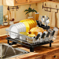 Stainless Steel Dish Drying Rack for Kitchen Counter (Black Silver / 13''W x 17''L)