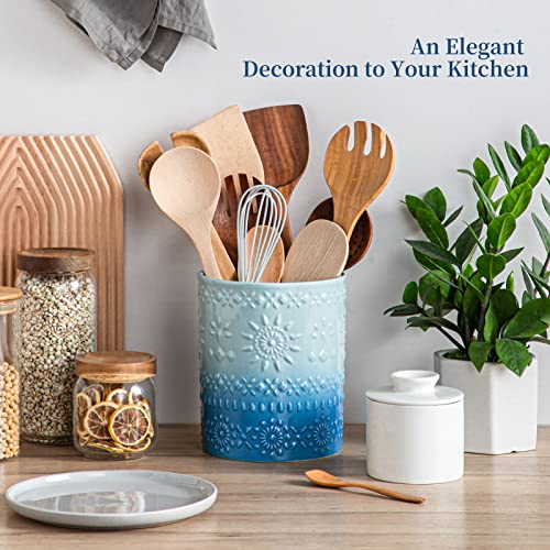 7.2" Extra Large Ceramic Utensil Holder (Blue / 7.2" (Single))