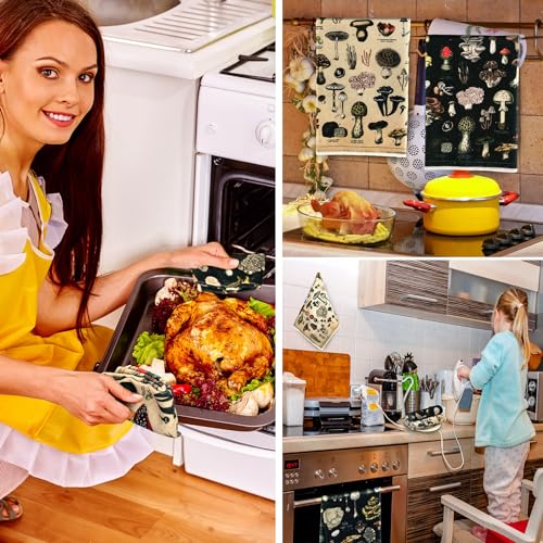 6 Pcs Mushroom Kitchen Towels Vintage Farmhouse Dishcloth Set (Mushroom)