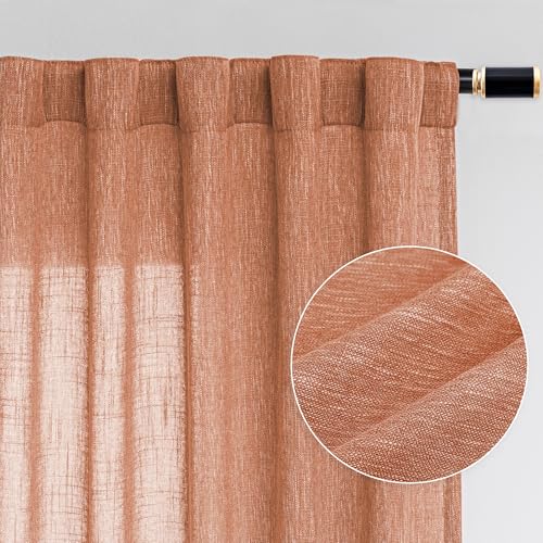 Burnt Orange Curtains for Bedroom 84 Inch Length (50"W x 84"L (Pack of 2) / Burnt Orange)