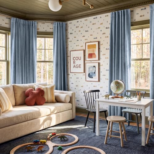 Dusty Blue 100% Blackout Linen Curtains 72 Inch Long for Bedroom (Dusty Blue / 52"W x 72"L (Pack of 2))