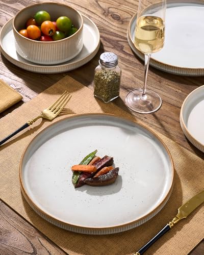 Stoneware Dinnerware Sets for 4 (Cappuccino White)