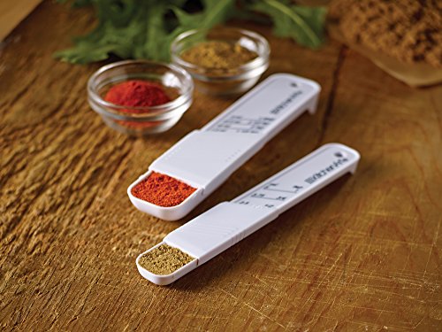 Adjust-A-Teaspoon And Adjust-A-Tablespoon Set, Plastic, 2-Piece, White,9 x 3.5 x 0.75 inches (Adjustable Measuring Spoon Set)