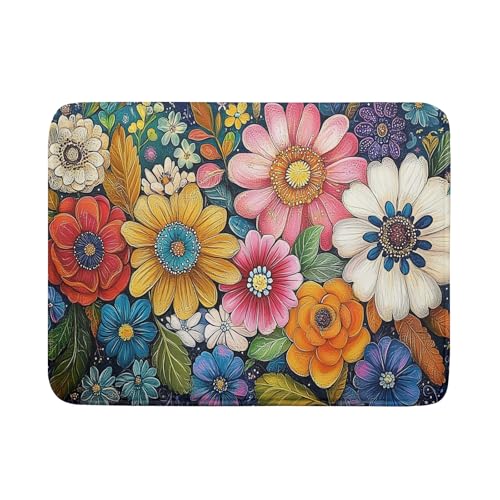 Boho Flower Dish Drying Mat (24" x 18")